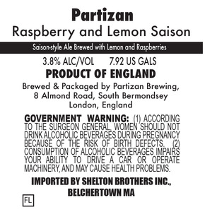 Partizan Brewing Raspberry And Lemon Saison September 2016