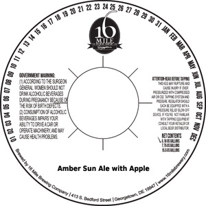 16 Mile Brewing Company, Inc Amber Sun Ale With Apple September 2016