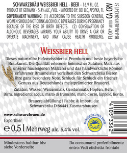 Schwarzbrau Weissbier Hell September 2016