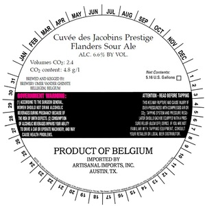 Cuvee Des Jacobins Prestige Flanders Sour Ale September 2016