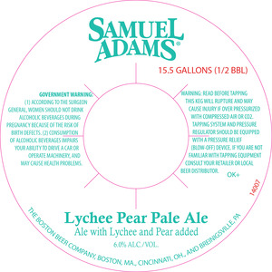 Samuel Adams Lychee Pear Pale Ale September 2016