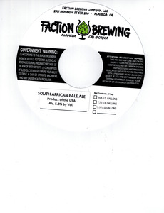 Faction Brewing South African Pale Ale
