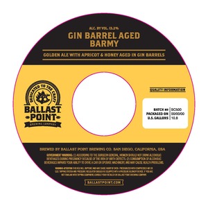 Ballast Point Gin Barrel Aged Barmy September 2016