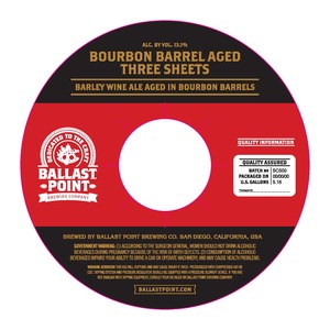 Ballast Point Bourbon Barrel Aged Three Sheets September 2016