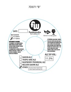 Funkwerks, Inc. Bourbon Barrel-aged Quad September 2016