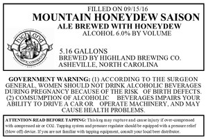 Highland Brewing Co. Mountain Honeydew September 2016