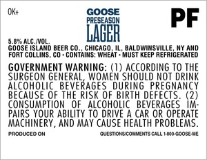 Goose Island Beer Co. Goose Preseason September 2016