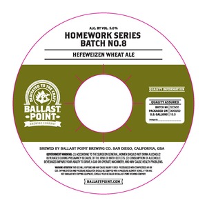 Ballast Point Homework Series Batch No. 8 September 2016