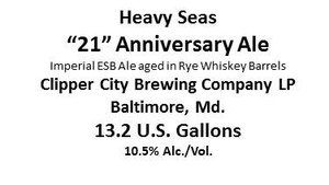 Heavy Seas 21 Anniversary September 2016