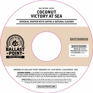 Ballast Point Coconut Victory At Sea September 2016