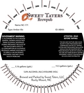 Sweet Taters Nc-171 Amber Ale September 2016