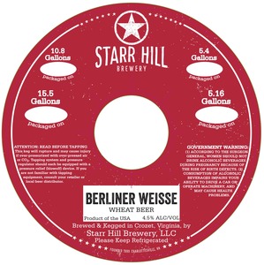 Starr Hill Berliner Weisse September 2016