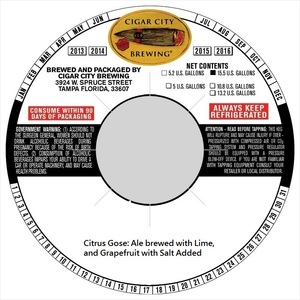 Cigar City Brewing Citrus Gose September 2016