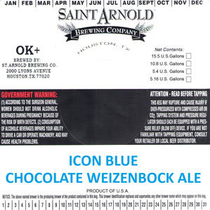 Saint Arnold Brewing Company Icon Blue Chocolate Weizenbock September 2016