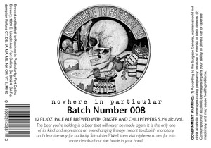 Fort Collins Brewery Nowhere In Particular Batch Number 008 October 2016