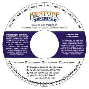 Kilstone Brewing Deeds Smoked Scottish Ale September 2016