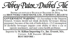 Corsendonk Abbey Pater Dubbel Ale September 2016