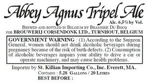 Corsendonk Abbey Agnus Tripel Ale September 2016