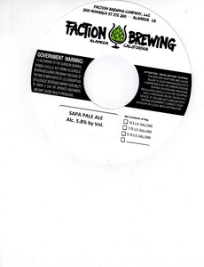 Faction Brewing Sapa Pale Ale