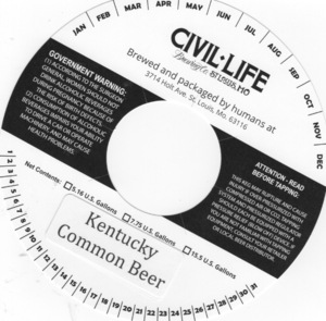 The Civil Life Brewing Co LLC Kentucky Common Beer September 2016