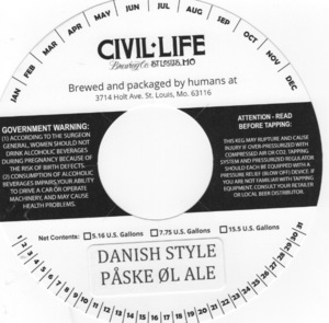 The Civil Life Brewing Co LLC Danish-style Paske Ol Ale September 2016