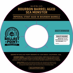 Ballast Point Bourbon Barrel Aged Sea Monster September 2016
