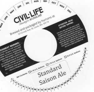 The Civil Life Brewing Co LLC Standard Saison Ale October 2016