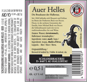 Schlossbrau Au-hallertau Auer Helles