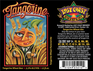 Lost Coast Brewery Tangerine Wheat Beer September 2016