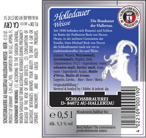 Schlossbrau Au-hallertau Holledauer Weisse October 2016