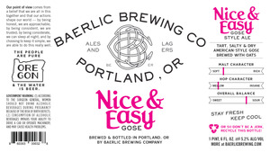 Baerlic Brewing Company Nice & Easy Gose