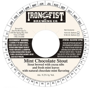 Iron Fist Brewing Company Mint Chocolate Stout