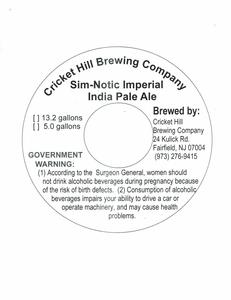 Cricket Hill Brewing Company Sim-notic Imperial India Pale Ale