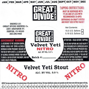 Great Divide Brewing Company Velvet Yeti October 2016