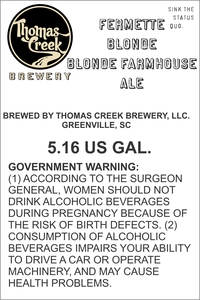 Thomas Creek Brewery Fermette Blonde Ale