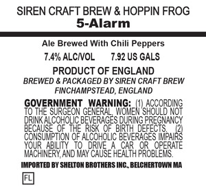 Siren Craft Brewing Five Alarm October 2016