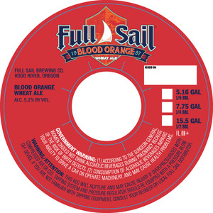 Full Sail Blood Orange Wheat Ale October 2016