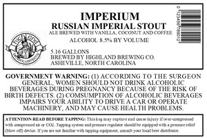 Highland Brewing Co. Imperium October 2016