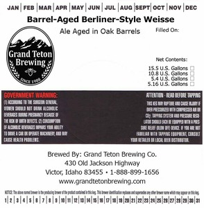 Grand Teton Brewing Company Barrel-aged Berliner-style Weisse