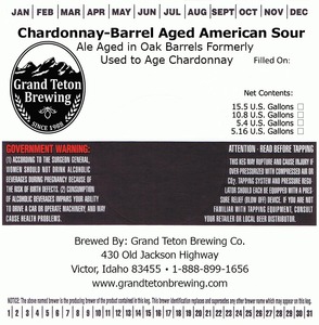 Grand Teton Brewing Company Chardonnay-barrel Aged American Sour October 2016