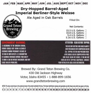 Grand Teton Brewing Company Dry-hopped Barrel-aged Imperial Berliner