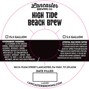 Lancaster Brewing Co. High Tide Beach Brew October 2016