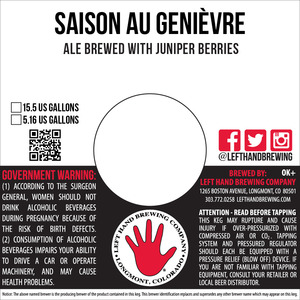 Left Hand Brewing Company Saison Au Genievre