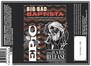 Epic Brewing Company Big Bad Baptista October 2016