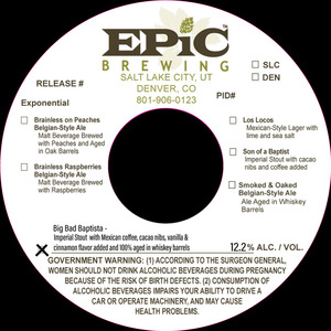 Epic Brewing Big Bad Baptista October 2016