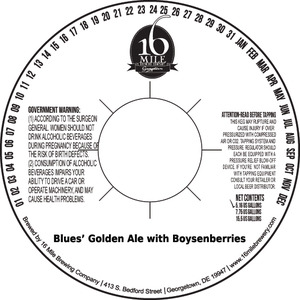 16 Mile Brewing Company Blues' Golden Ale With Bosenberries November 2016