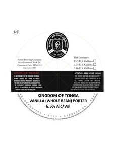 Kingdom Of Tonga Vanilla (whole Bean) Porter November 2016