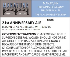 21st Anniversary Ale October 2016