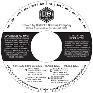 D9 Brewing Company Big Hakuna October 2016