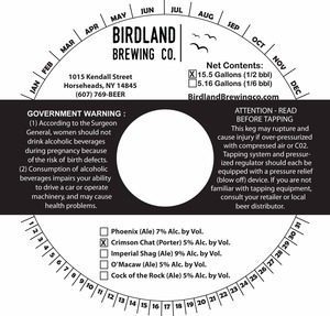 Birdland Brewing Company Crimson Chat